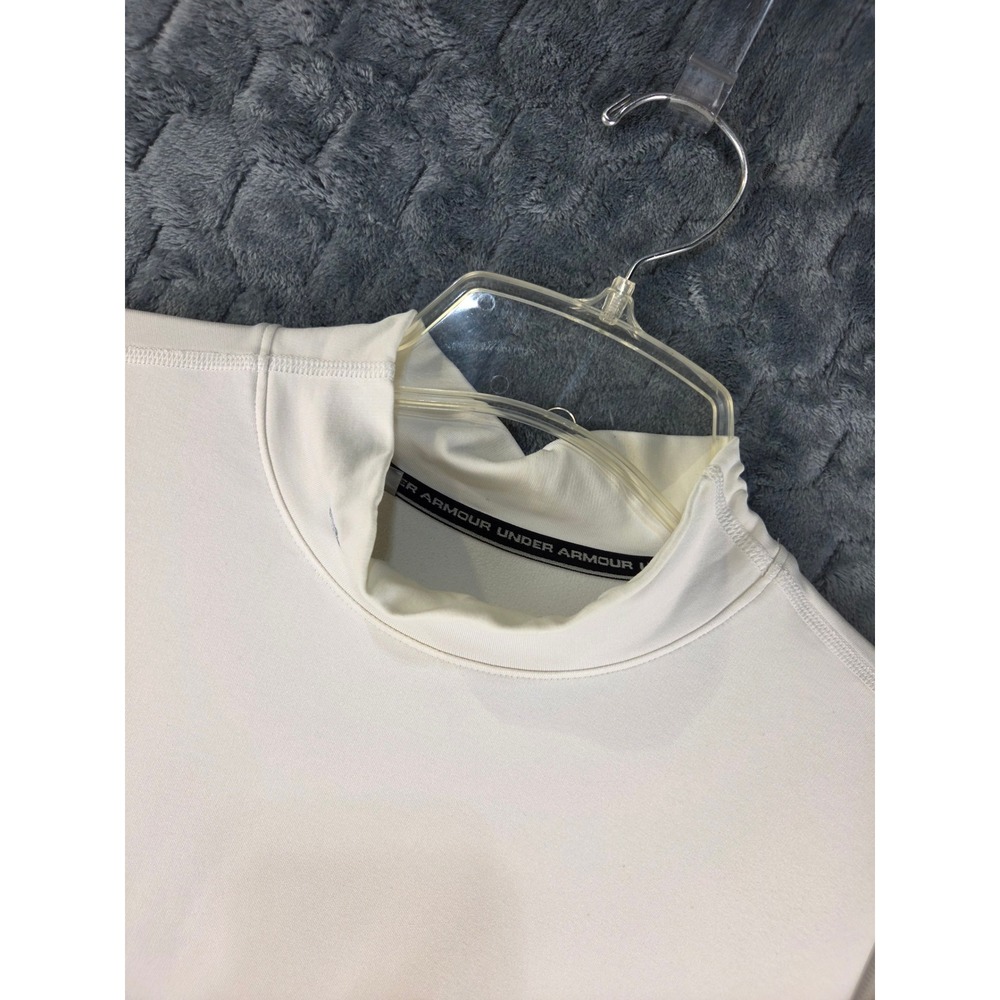 Under Armour ColdGear Golf Mock Neck Base Layer Shirt White Large Fitted